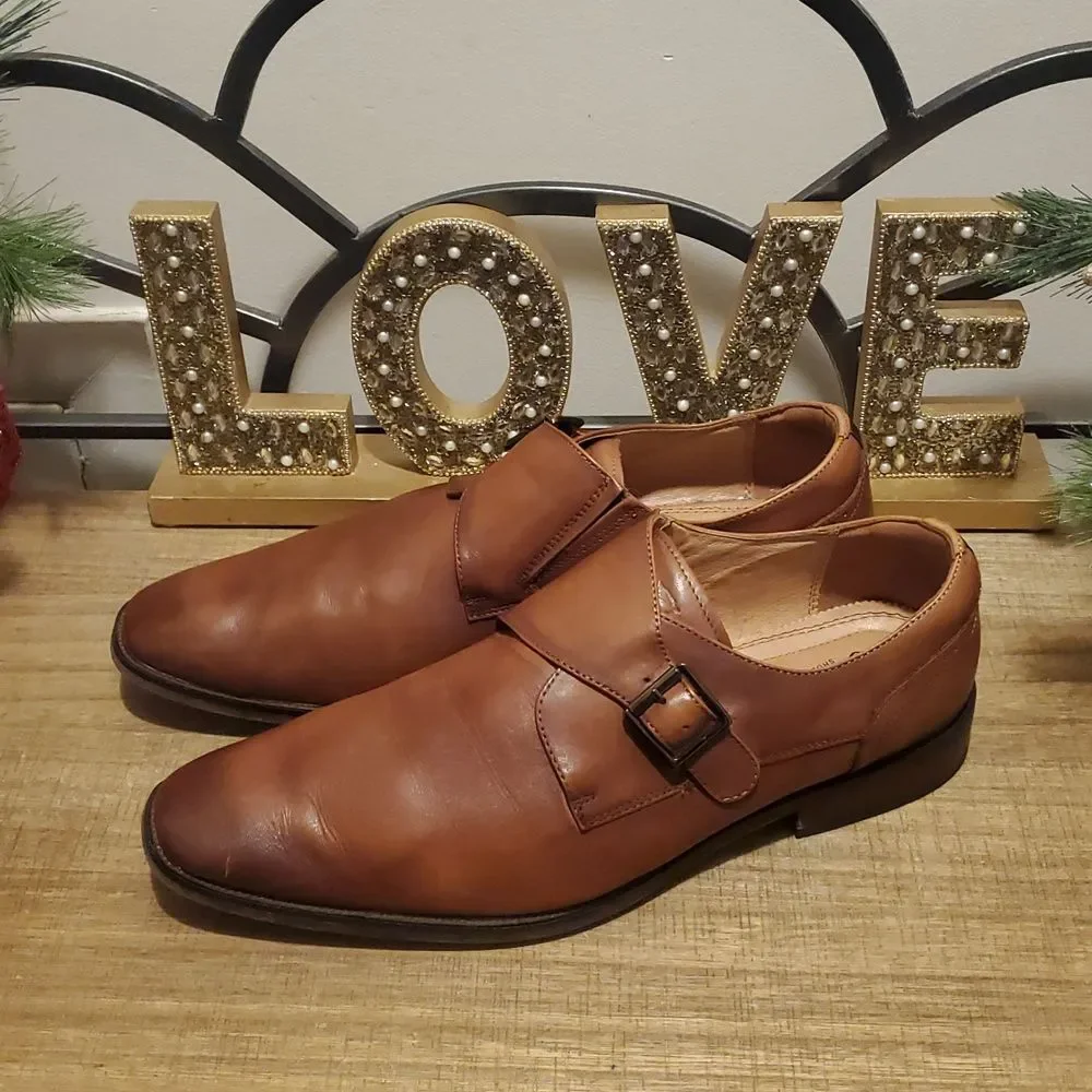Florsheim Brown Sorrento Plain Toe Single Buckle Leather Men's Dress Shoes Sz 11